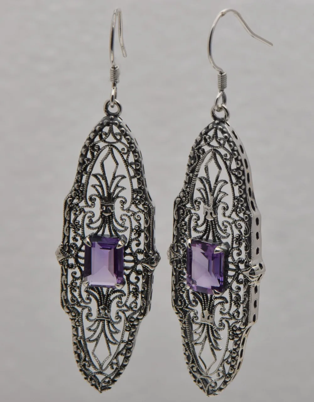 

Free shipping and original handmade silver jewelry 925 sterling silver amethyst female ms eardrop gift restoring ancient ways
