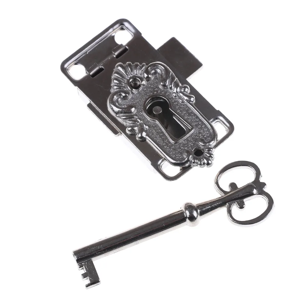 

1 Set Iron Lock + Key for Drawer Cabinet Wardrobe Cupboard Door Vintage Antique Style Durable Portable