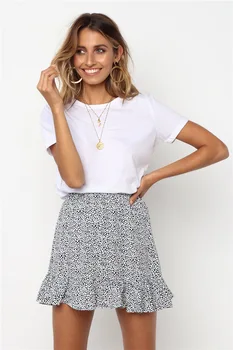 

Wontive 2019 Multi Dot Print Short Mini Skirts Women Summer Ruffle High Waist Skirt Ladies Streetwear Slim Bottoms