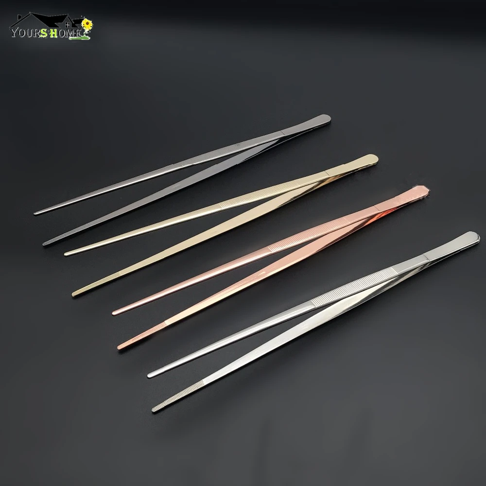 

30cm Silver/Copper/Gold/Black Stainless Steel Kitchen Seafood & bar Tweezer Food Tongs Tool Bar Accessory