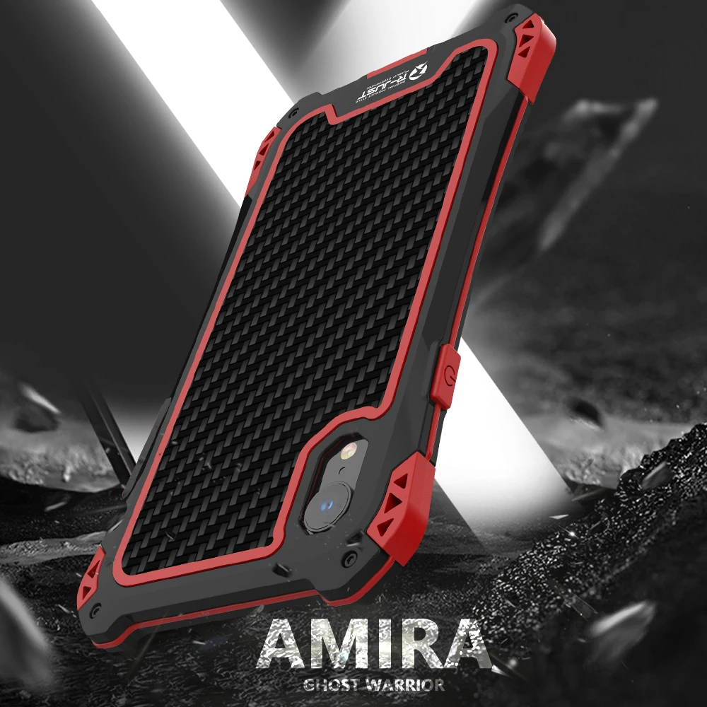 

R-JUST Amira Metal Cases Outdoor Camping Protector Phone Case Shockproof Silicone Shell for iPhone X XS MAX XR Powerful Cover
