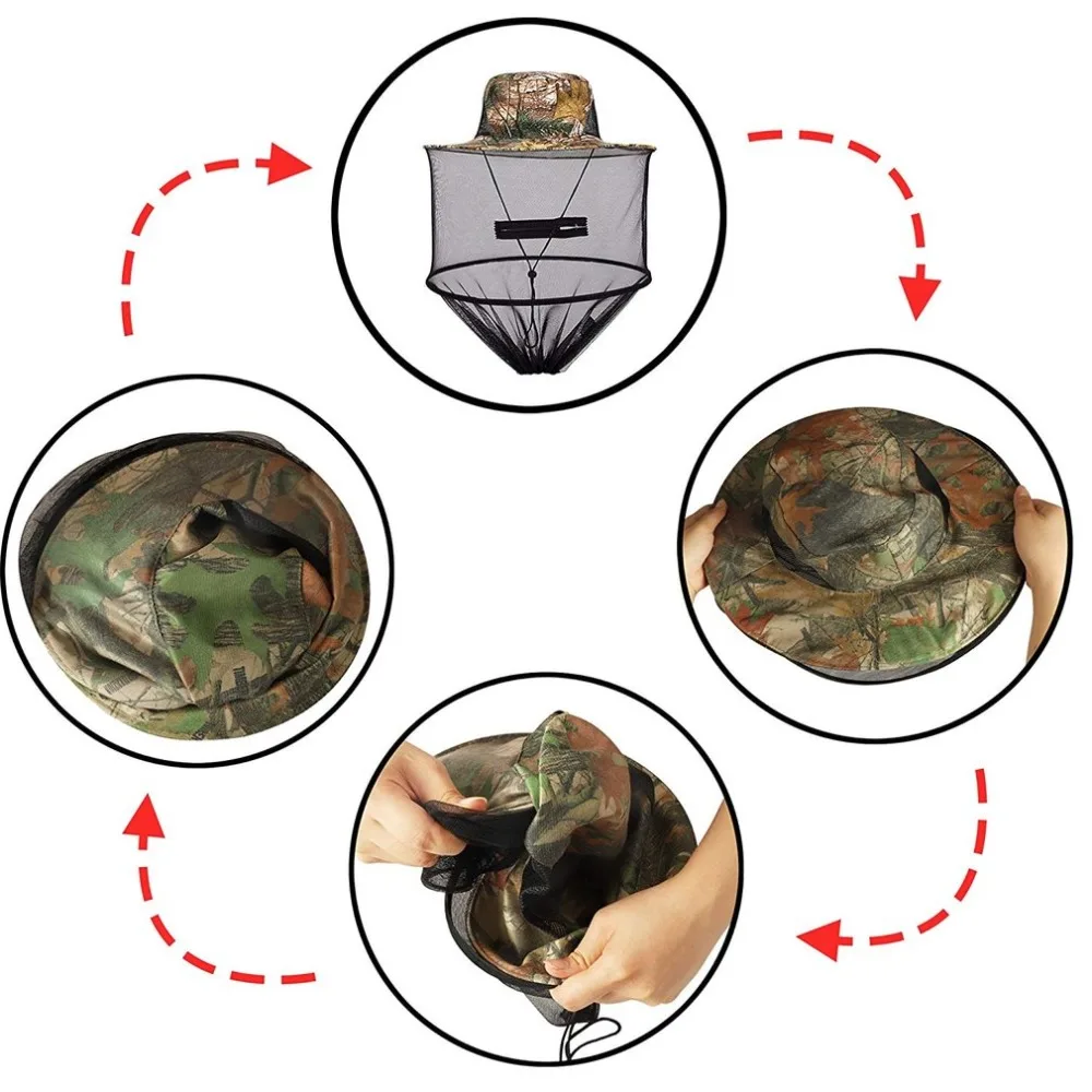 Голова защитная сетка рыбалка кемпинг дикие джунгли маска для лица Защитная Кепка Топ Мидж от комаров насекомых Кепка унисекс вязать ведро шляпа сеть
