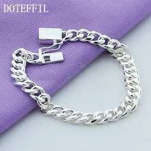 DOTEFFIL 8 мм Боковой браслет 925 серебряный цвет модные позолоченные серебряные ювелирные изделия для мужчин Большая скидка