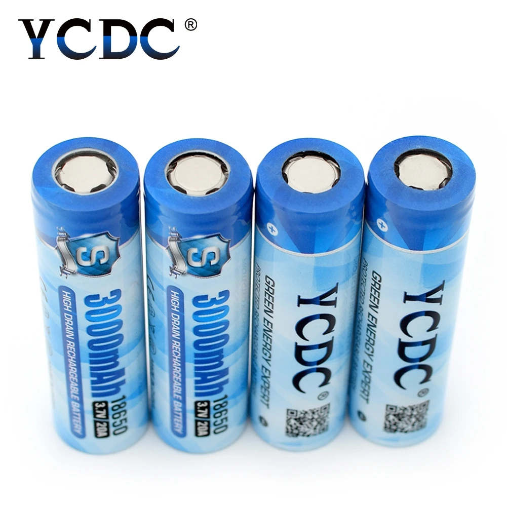 YCDC 2-20 шт 18650 литий-ионная аккумуляторная батарея 3000mAh 3,7 v 20A разрядка высокодренажные литиевые батареи для электронной сигареты