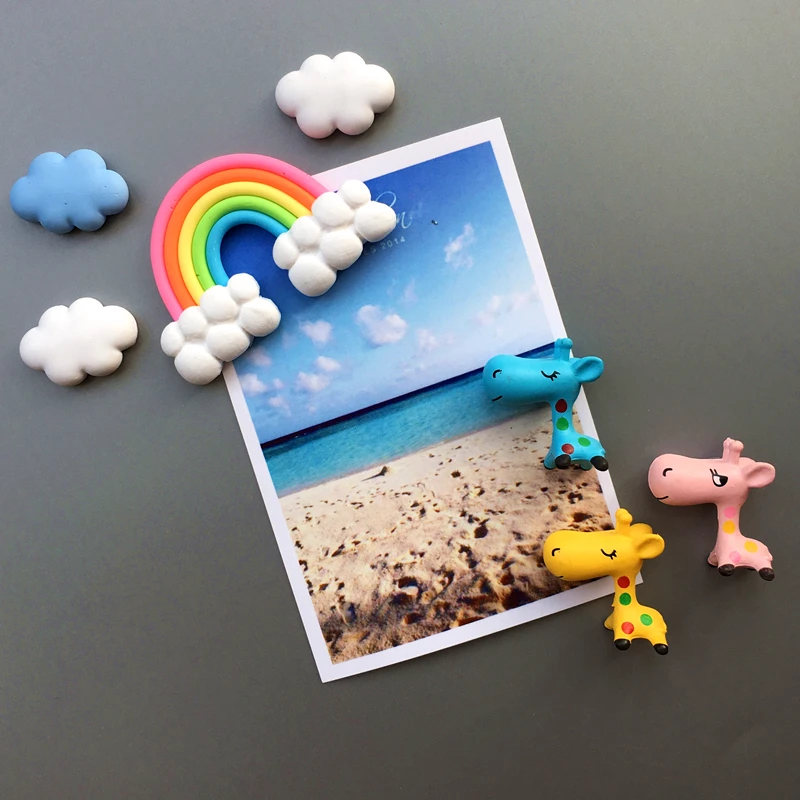 3D Творческий мультфильм стерео Радуга облака Небольшой Магнит на холодильник с животным смолы магнит на холодильник домашний декор