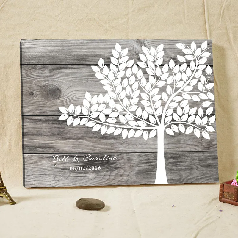 

Personalized Wedding Guest Book Canvas Fingerprint Tree Guest Book with Name Baby Shower Signature Guest Book Party Decorations