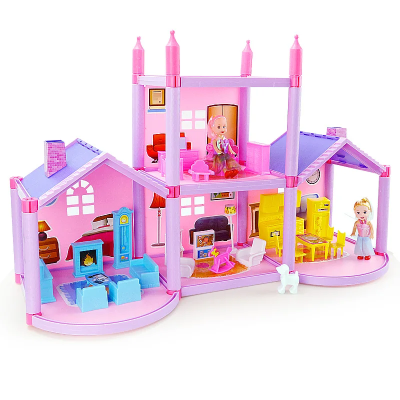Дешево Кукольный домик ручной работы замок DIY домик игрушка миниатюрный кукольный домик подарки на день рождения развивающие игрушки кукла вилла ...