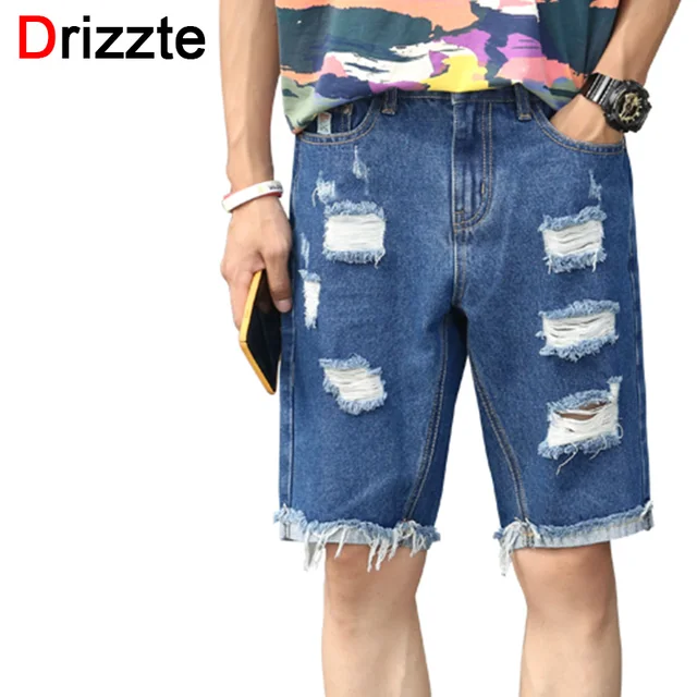 drizzte ripped mens shorts blue denim distress drizzte ripped mens shorts blue denim distress