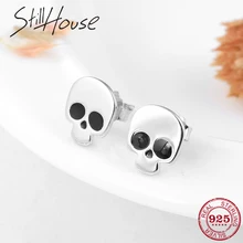 Новые черные серьги в форме глаз из стерлингового серебра 925 пробы Skullcap маленькие серьги-гвоздики для женщин ювелирные изделия Модные Оригинальные Ювелирные изделия Подарки На удачу