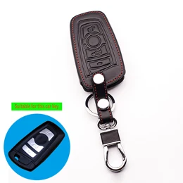 Высокое качество кожаный брелок для ключей для BMW M1 M2 M3 F10 F20 F30 X1 X6 X5 E90 кожаный бумажник автомобильный чехол для ключей 3 кнопки - Название цвета: black