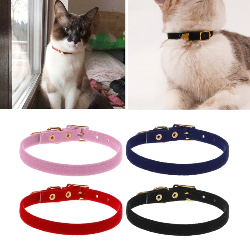 

Pet Cat Collar Safety for Small Dog Cat Elastic Adjustable Soft Velvet Material