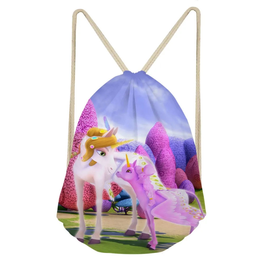 

Mia and Me Printing Backpack Girls Pocket Linen Bags Small Drawstring Women Shopping Hakuna Matata Sack Package Shoulder Bag