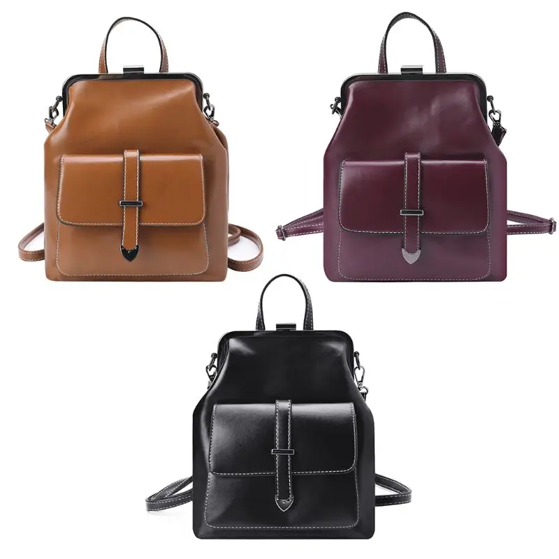 

Retro Hasp Back Pack Bags PU Leather Backpack Women School Bags for Teenagers Girls Luxury Small Backpacks