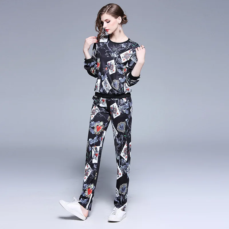 

PADEGAO Autumn 2019 New European Station School Uniform Pants Fashion Two Suits for Women's Leisure Sportswear