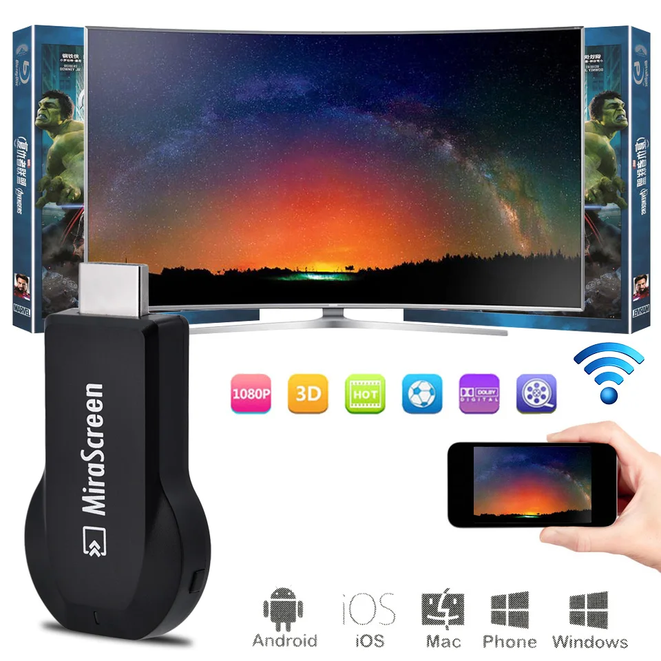 10 шт. ТВ-палка DLNA Miracast Airplay Mirroring Dongle для iPhone Android смартфон беспроводной Wi-Fi зеркалирование экрана устройства