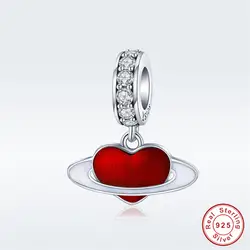 Fit Pandora браслет серебро 925 Оригинал CZ красное сердце галактика Подвески S925 Вечная любовь в форме сердца бусины для изготовления ювелирных