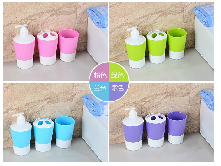 Красочные аксессуары для ванной комнаты диспенсер для мыла+ держатели зубных щеток+ футляр для зубной щетки набор для ванной banheiro criativo