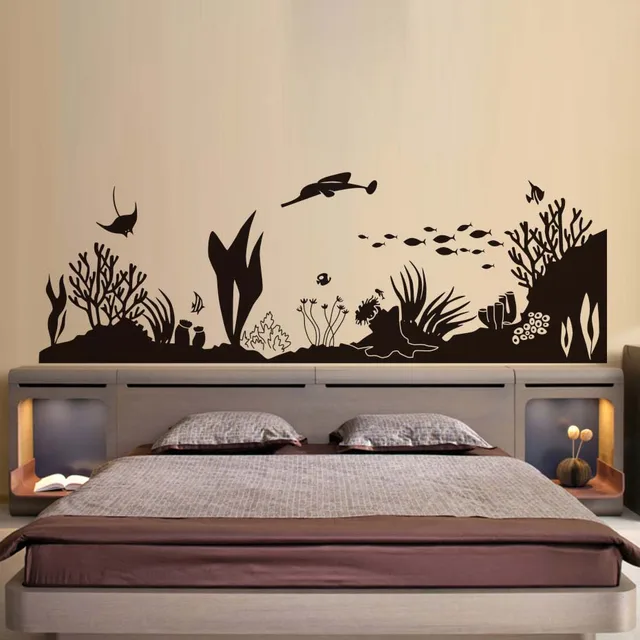 Underwater World Silhouette Wall Decals Home Decor Sea Gr C Underwater World Silhouette Wall Decals Home Decor Sea Gr C Infauna Stickers Vinyl Removable Art