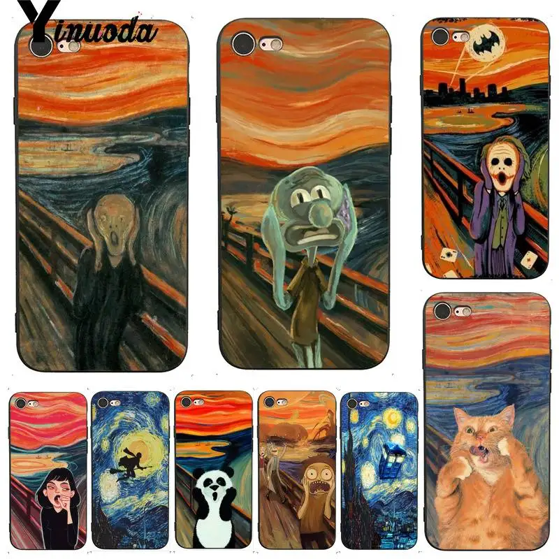 

Yinuoda For iphone 7 6 X Case Van Gogh Starry Night Star Panda Rick Print Phone Case for iPhone X 8 7 6 6S Plus X 5 XS XR