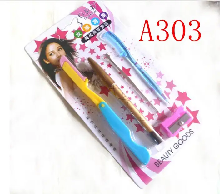 

Multi - functional eyebrow pencil eyebrow knife eyebrow pencil sharpener eye shadow scissors digging ear spoon combination suit