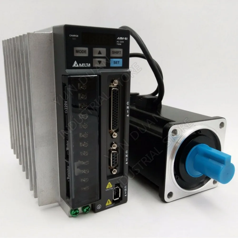 Новый 750 Вт NEMA32 Delta AC Серводвигатель комплект с тормозом 0 75 кВт 2 39 нм 3000 об/мин 80 мм