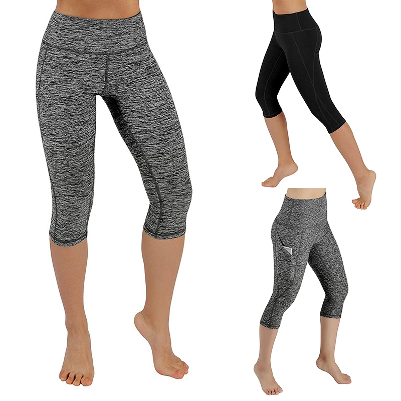 Женские эластичные спортивные штаны лосины для фитнеса и бега, леггинсы с карманами