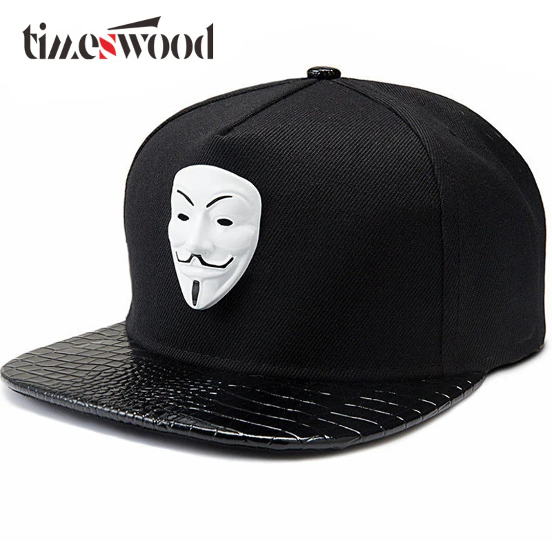 Панк Хип Хоп Snapback шапки V для Vendetta бейсбольные кепки Черные Шляпы прямые полями улица Bboy Рэппер танцор MC DJ Skate Gorras