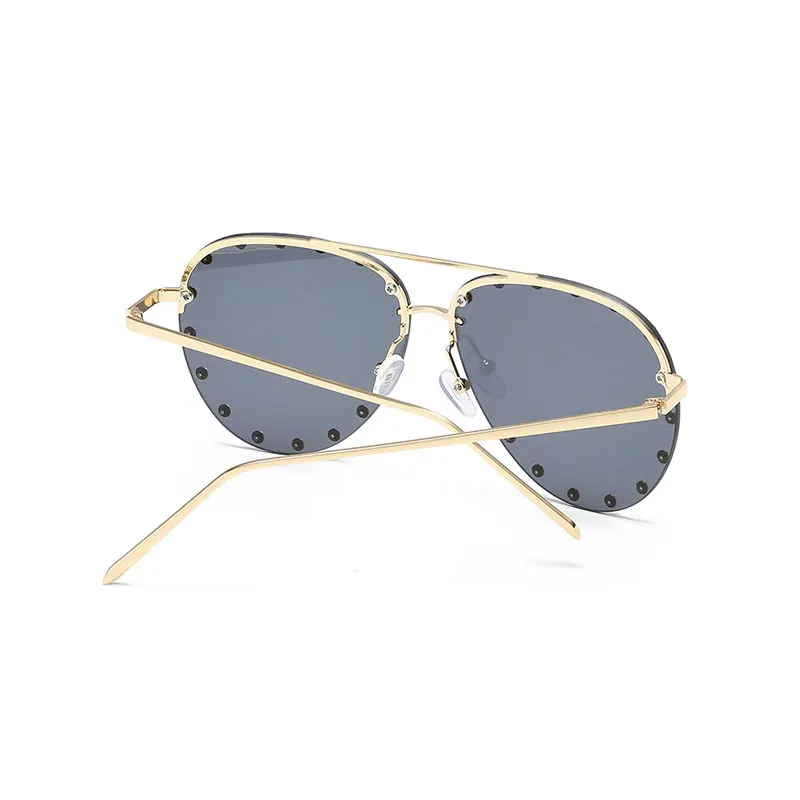 Классические Винтажные Солнцезащитные очки с заклепками, роскошные брендовые дизайнерские негабаритные солнцезащитные очки для женщин, авиационные солнцезащитные очки для женщин, градиентные оттенки