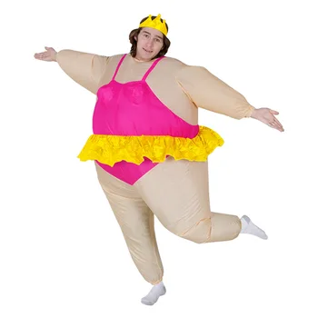 

Hot Sale Halloween Funny Adult Rose Red Ballet Inflatable Clothing Women Men Spoof Dance Performance Costume Christmas Clothes