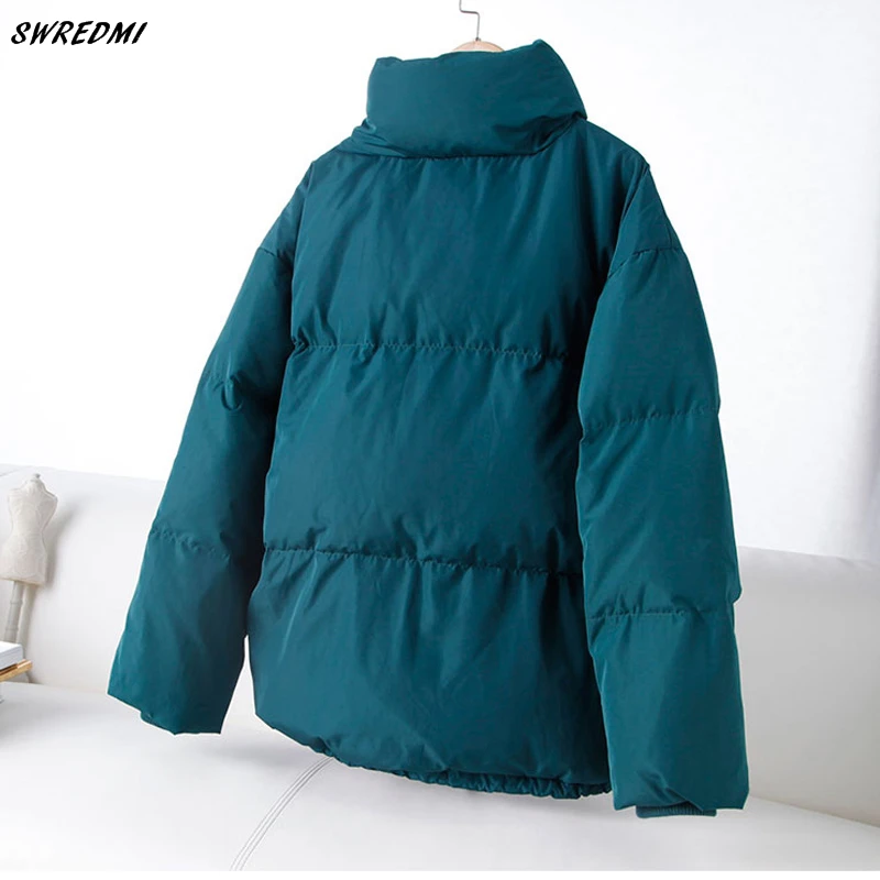SWREDMI, осенне-зимняя женская парка, модная женская куртка, зимнее пальто для женщин, стоячий пуховик, теплая Повседневная куртка размера плюс