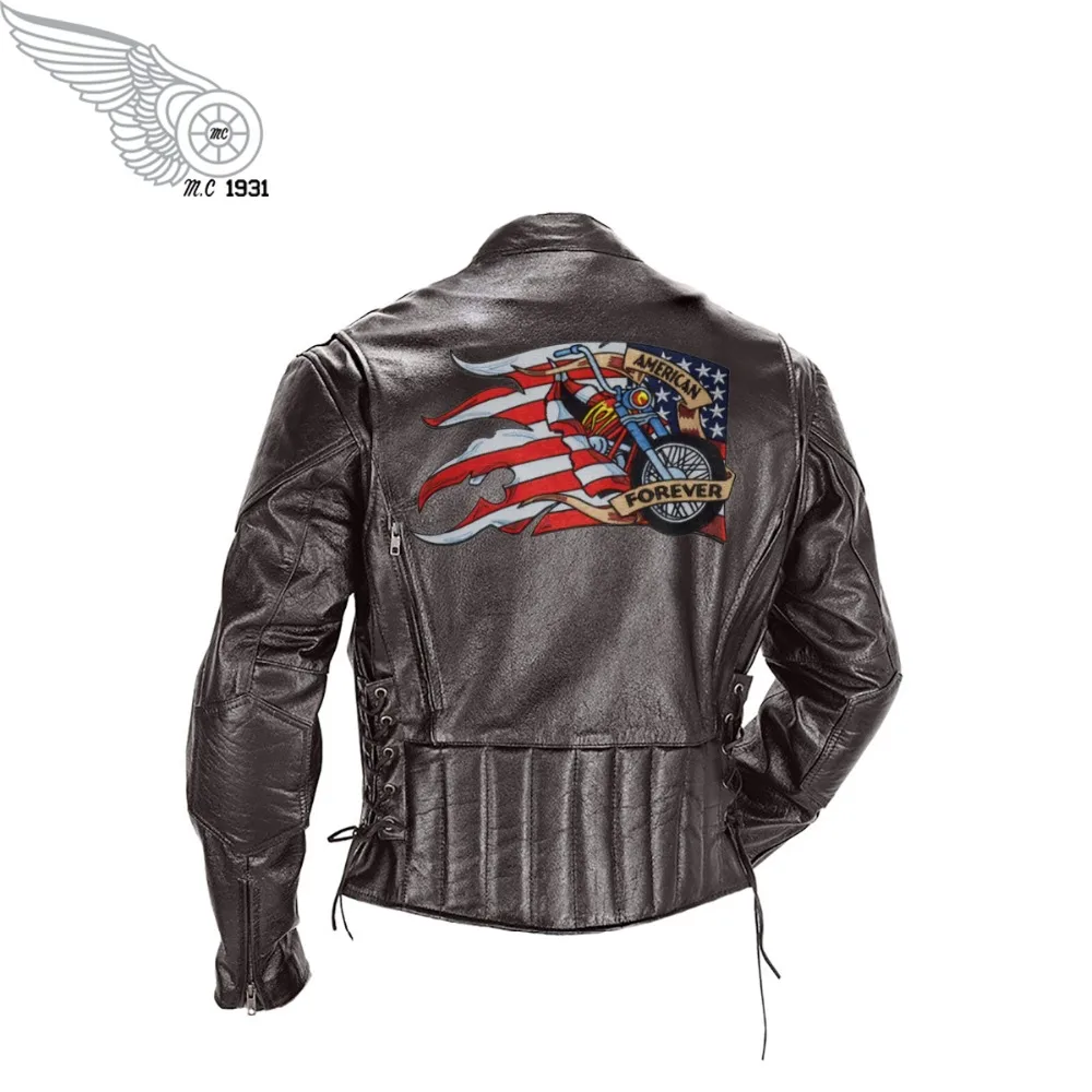 The Moto spirit of American Brave Forever Custom Iron On Back of Jacket Patch White twill fabric DIY Eco-Friendly Free Shipping(3)