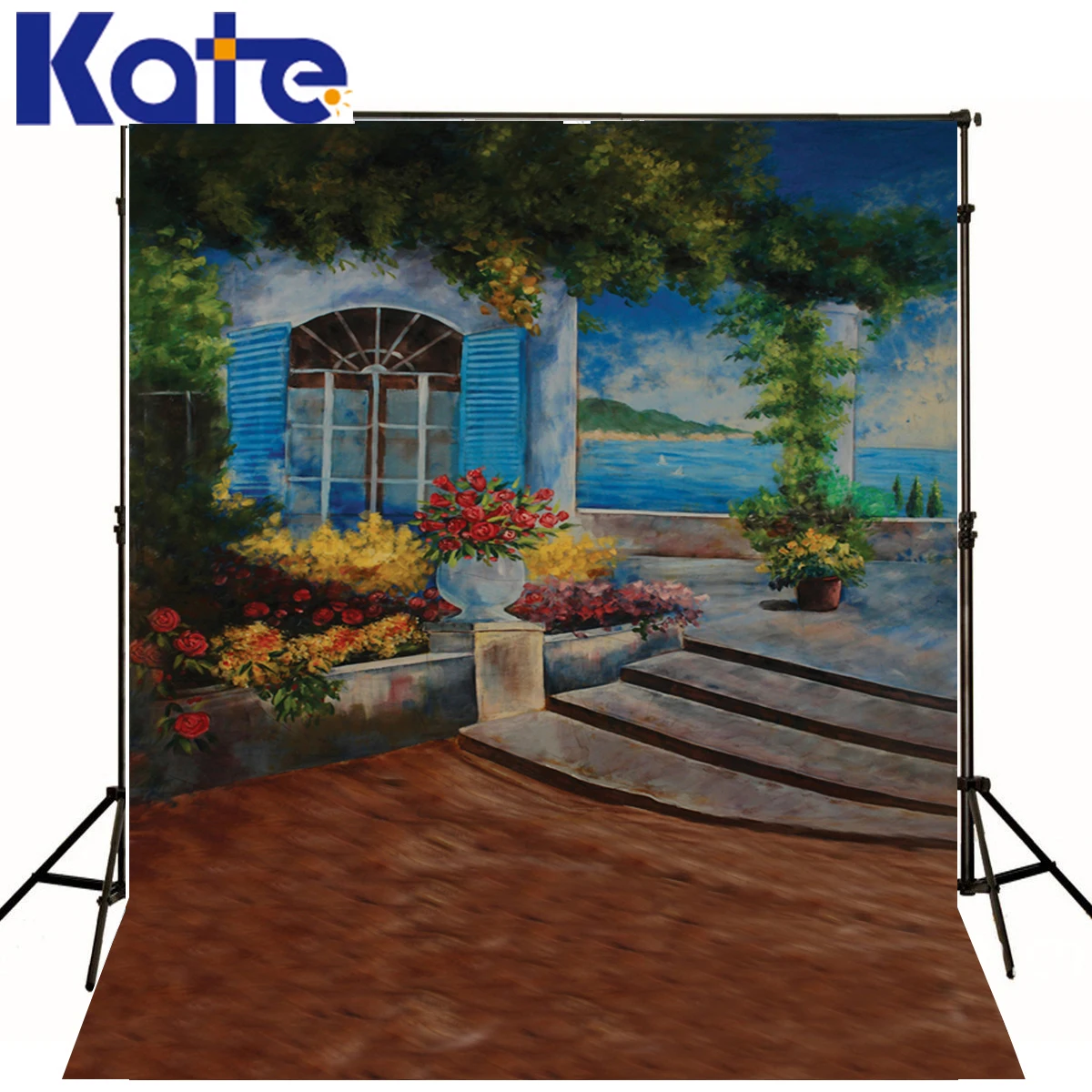 

KATE Photography Background Window Green Tree Photography Background Children Red Flowers Sea Photo Studio Background Backdrop