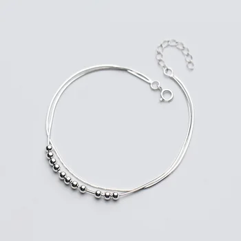 

La Monada 925 Sterling Silver Snake Double Chain Ladies Beads Bracelets For Women Silver Sterling Minimalist Woman Trendy