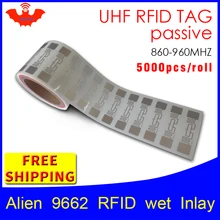 UHF RFID бирка наклейка Alien 9662 влажная инкрустация EPC6C 915mhz868mhz860-960MHZ Higgs3 5000 шт клей пассивный RFID этикетка