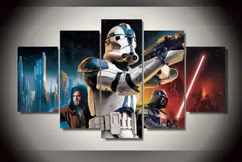 

HD printed painting Panel Canvas Wall Art JURASSIC PARK -STAR WARS- VADER, OBI WAN, STORM TROOPER - 5 PIECE CANVAS PAINTING