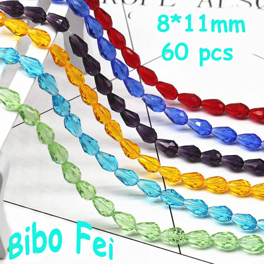 

Free shipping multi color 8*11mm 60PCS Czech crystal beads,Tear Drop Crystal ,Pendant Beads, bracelet necklace Jewelry Making