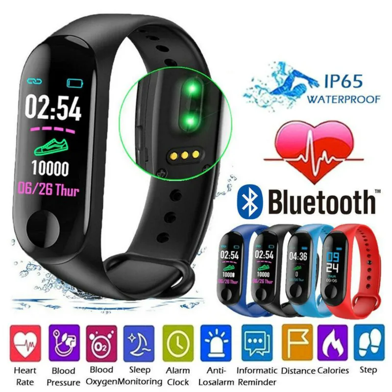 

Bluetooth Sport Smartband Blood Pressure Heart Rate Monitor M3 Smart WristBand Fitness Tracker Pedometer Band for Men Women