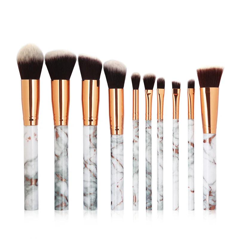 

10pcs Marble Patten Makeup Brush for Cosmetic Powder Foundation Eyeshadow Lip Make up Brushes Set or Bag