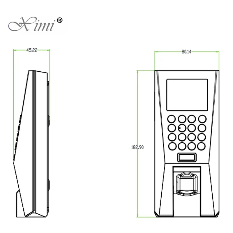 F18 биометрический фингерпринт посещаемость времени и контроль доступа цветной экран с клавиатурой и TCP/IP дверная система контроля доступа
