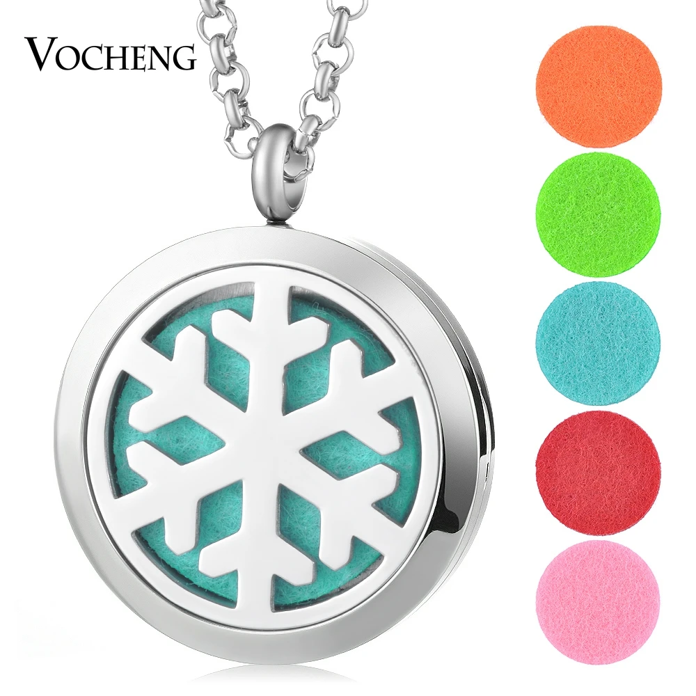 

30mm Aromatherapy Locket 316L Stainless Steel Snow Magnetic diffuser jewelry Randomly Send 5pcs Oil Pads as Gift VA-413