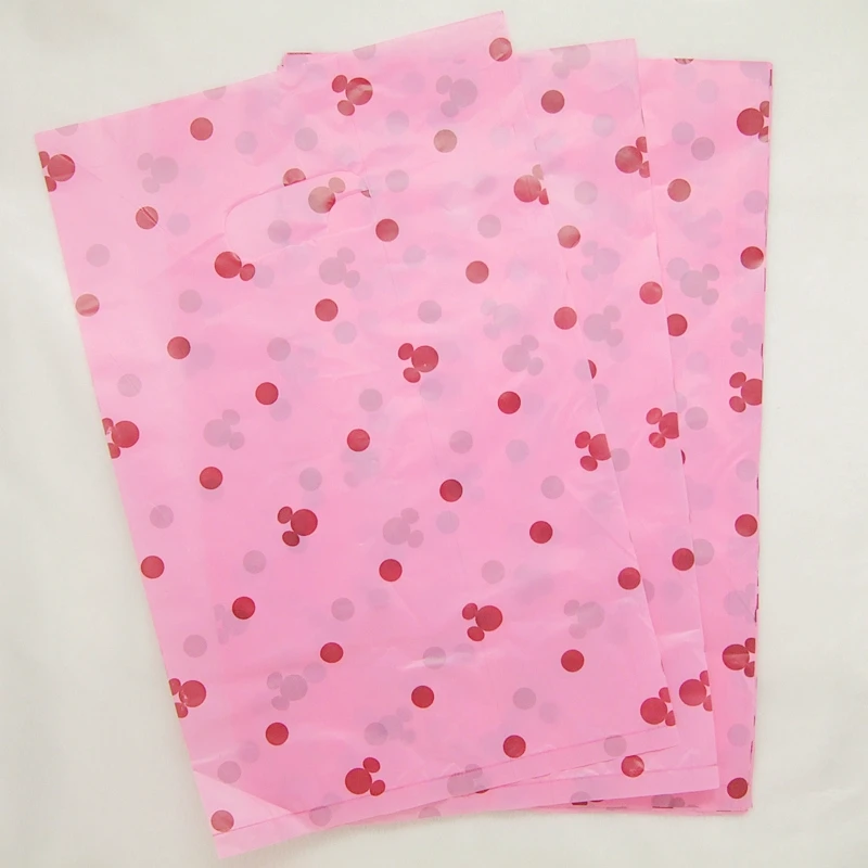 

20Pcs/Lot Mint Pink Mickey and point plastic bags 20cm width 30cm length PE