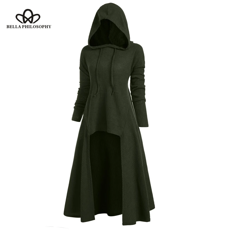 Wonder 2019new Drawstring Plus Size Hooded Ribbed Sweater Female Long Sleeve High Low Sweaters Women Pullover Jumpers Pull S-5XL