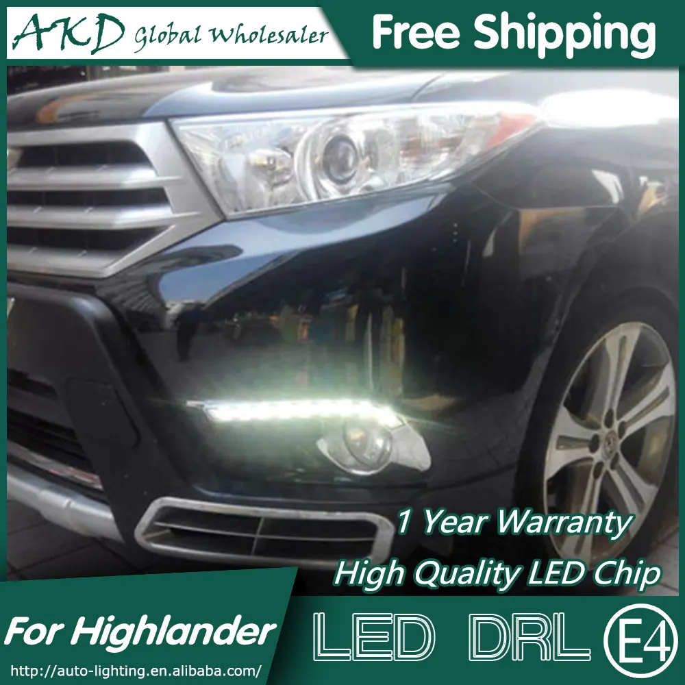 

AKD Car Styling for Toyota Highlander LED DRL 2012-2013 Chrome Cover LED Daytime Running Light Fog Light Parking Accessories