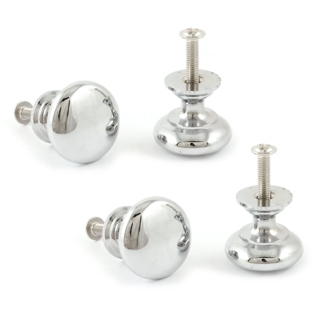 

Silver Tone Mirror Polish Furniture Cabinet Drawer Knob Handle 4 Pcs