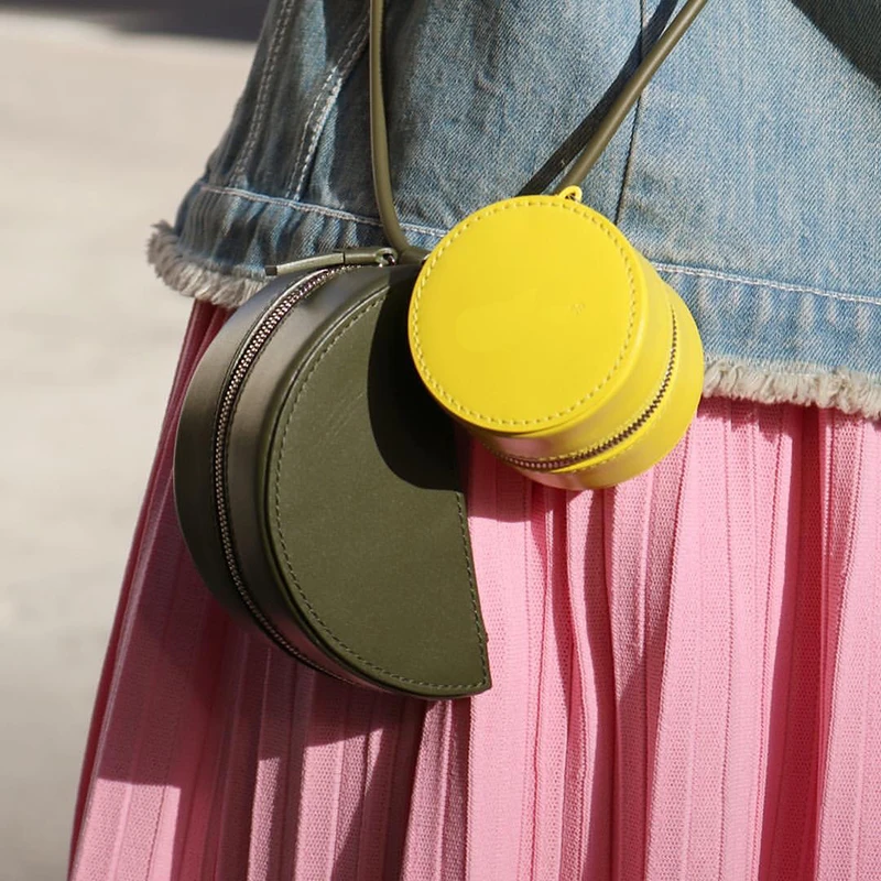 

Super Seabob 2018 New Pattern Asymmetry Cylinder Half Moon Saddle Package Concise Single Shoulder Bucket Package Woman DA345