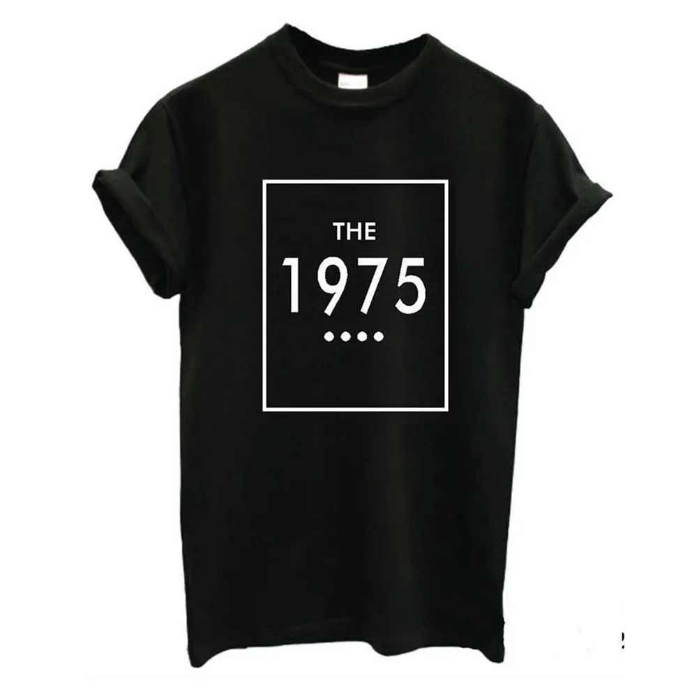 

For Lady White Top Tee Hipster New Women Tshirt THE 1975 Letters Print Cotton Casual Funny Shirt Womens Short Sleeve Tops