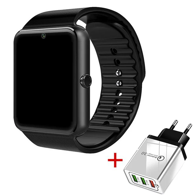 Смарт-часы с Bluetooth для Iphone, телефонов, huawei, samsung, Xiaomi, Android, поддержка 2G, SIM, TF карта, камера, умные часы, PK, X6, Z60 - Цвет: Black Black  charger