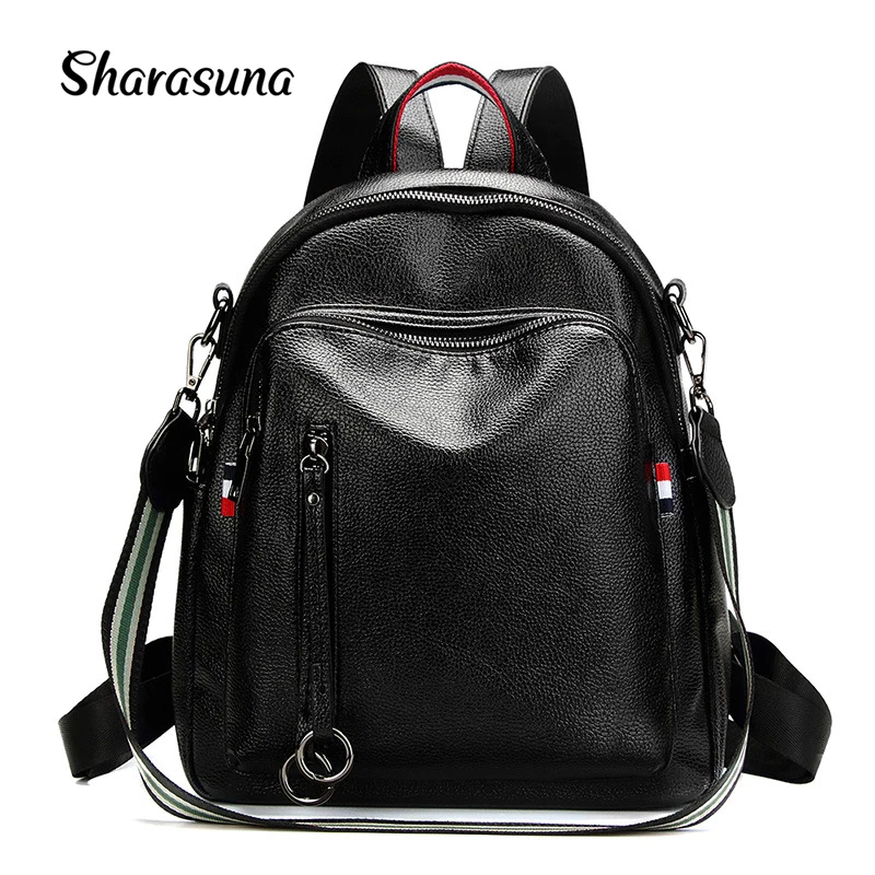 2018 diseñador estrenar Escuela de cuero estilo Preppy Mochila para la universidad Simple diseño mujeres Casual Mochila femenina