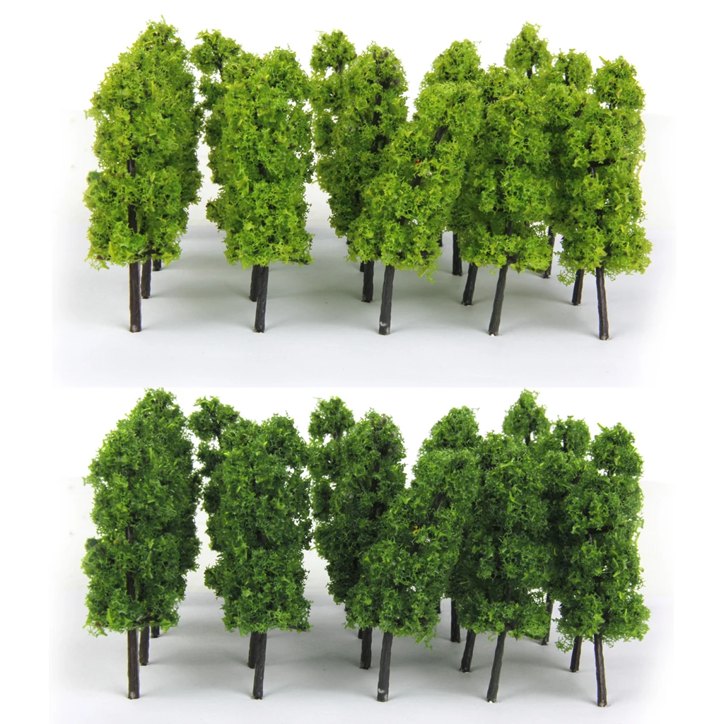 20Pcs 1/200 Scale Plastic Pagoda Trees Model Train Park Railway Railroad Street Layout Scenery Dark&Light Green