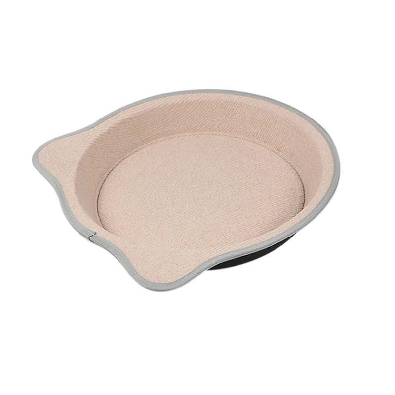 Beige - Round Кошки скретч доска лоток котенок мягкая плюшевая кровать для отдыха противоскользящие аксессуары для домашних животных GHS99 - Цвет: Beige - Round